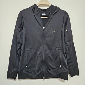 Nike Sphere Dry Womens Full Zip Track Jacket Black M Athletic Gorpcore Hood Mesh